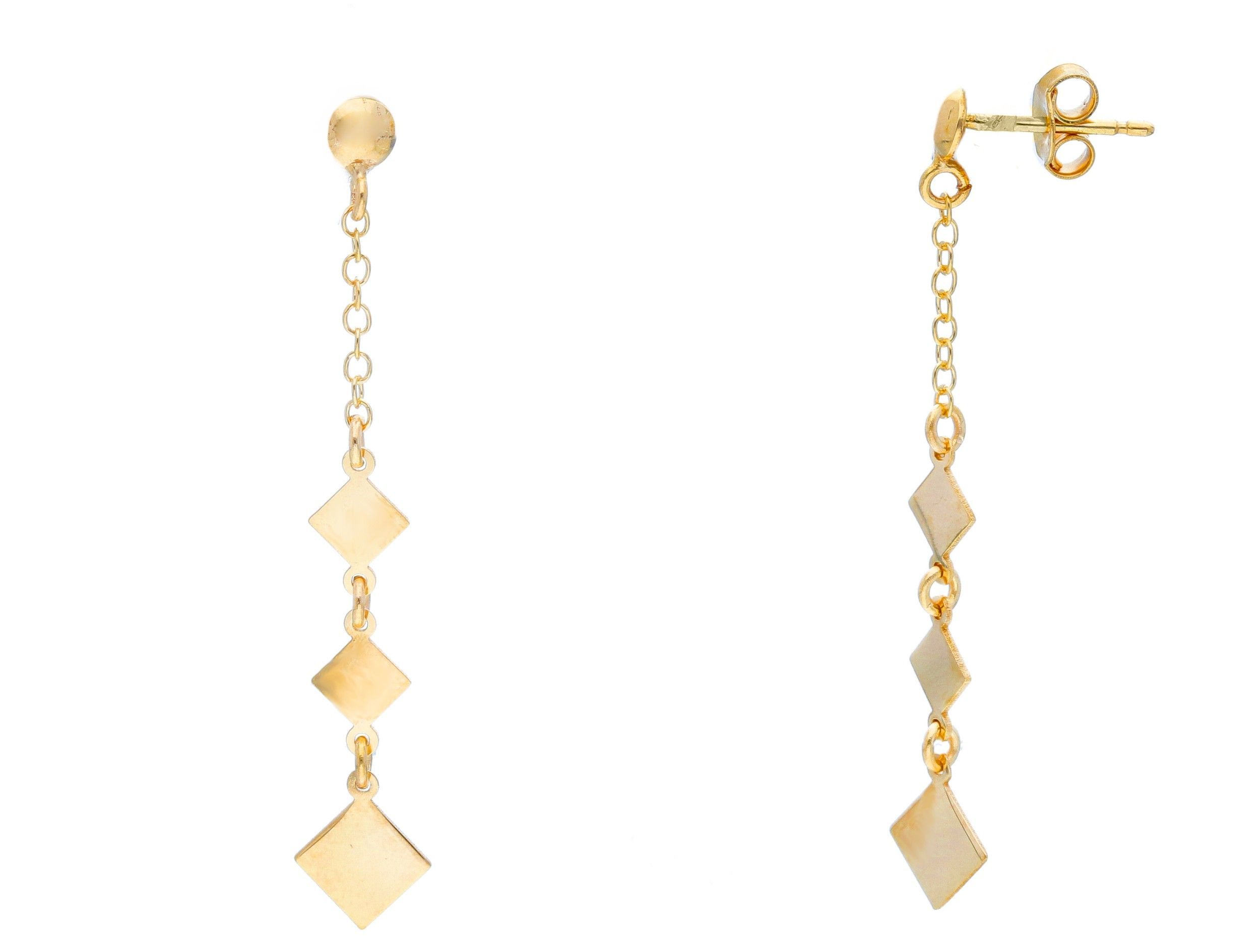 Golden rhombus earrings 9k (code S241663)